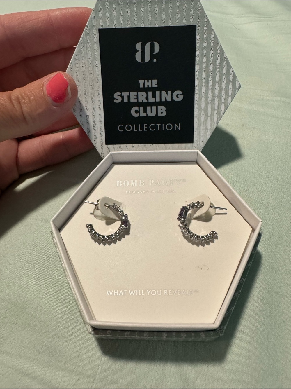 Bomb Party Sterling Silver Crystal Hoop Earrings - Silver
